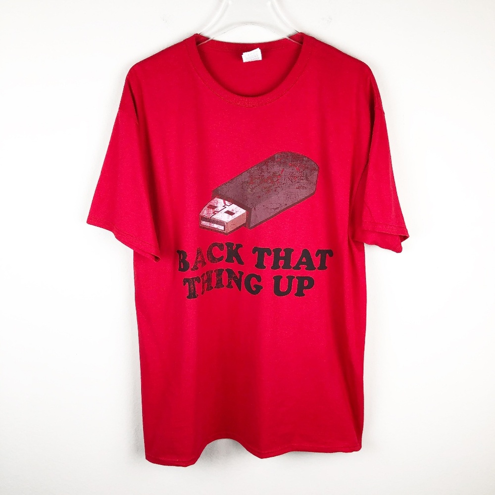 "Back That Thing Up" Flash Drive Red Tee (L)
